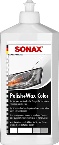 SONAX Polish+wax color blanc (500 ml) avec cire de Carnauba et pigments de couleur blanc pour polir et protéger | Réf: 0960000-810