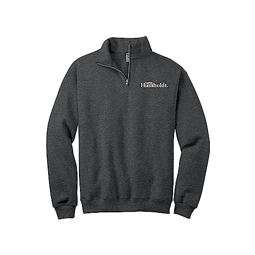 Cal Poly Humboldt Quarter Zip Cadet Collar Sweatshirt - State University Pullover Sweater (Large, Dark Heather Grey)
