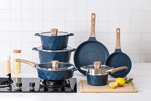 image for Country Kitchen Induction Cookware Sets - 13 Piece Nonstick Cast Alumi