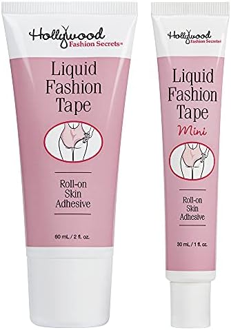 Hollywood Fashion Secrets, Liquid Fashion Tape Value Pack, Body Adhesive, Sweat-resistant, Non-irritating, Secures Clothing, Socks, Stockings, 2 fl. oz. and 1 fl. oz.