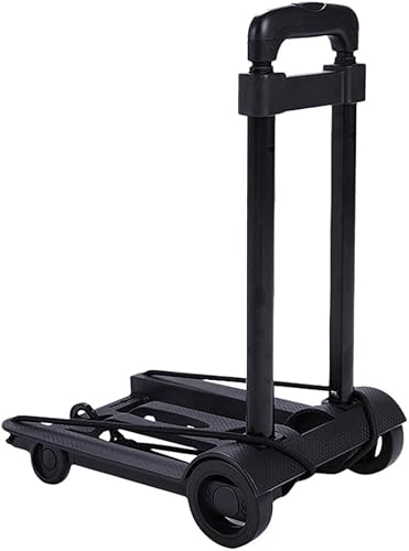 Miniatura 4 de SOLUSTRE Carrito de compras plegable para comestibles, negro, 4 ruedas, material de hierro duradero, fácil de transportar y almacenar, ideal para