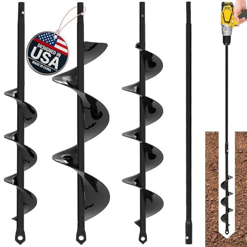 Auger Drill Bit for Planting 3 Pack with Extension -...