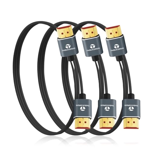 Thsucords Extra Slim 4K 8K Câble HDMI 1M Lot de 3, Ultra Fins Flexibles HDMI 2.1 Souple et haute vitesse 4K@120Hz 8K@60Hz 48gbps compatible Roku...