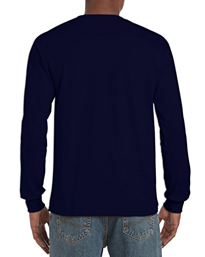 Gildan Men's Ultra Cotton Long Sleeve T-Shirt, Style G2400, 2-Pack, Navy, Large