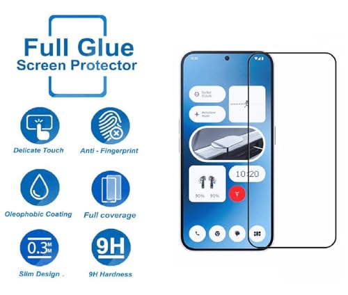 Image of Tempered Glass Screen Protector Compatible for Nothing Phone 2A 5G with Edge to Edge Coverage and Easy Installation Kit, Pack of 1, Black