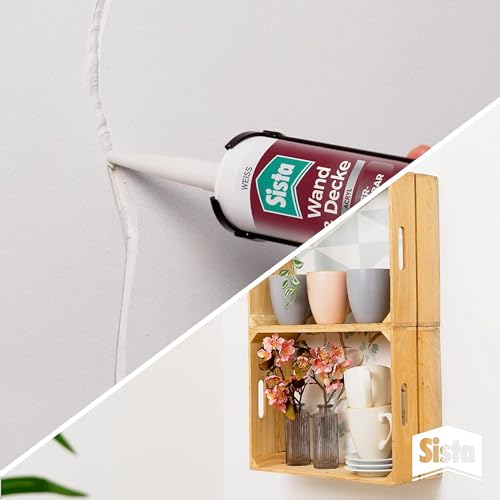 Sista Pattex Wand & Decke Acryl, Dichtmasse zum Abdichten von Rissen an Wand & Decke, überstreichbar nach 1 Stunde, langlebiger Fugenfüller für innen & außen**, 1x280ml Kartusche, weiß