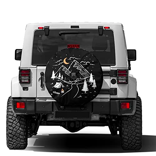 Image of Delerain Mountain at Night Spare Tire Cover with Backup Camera Hole for Jeep RV Trailer SUV Truck and Many Vehicle, Wheel Covers Sun Protector Waterproof (15 Inch for Diameter 27 inch-29 inch)