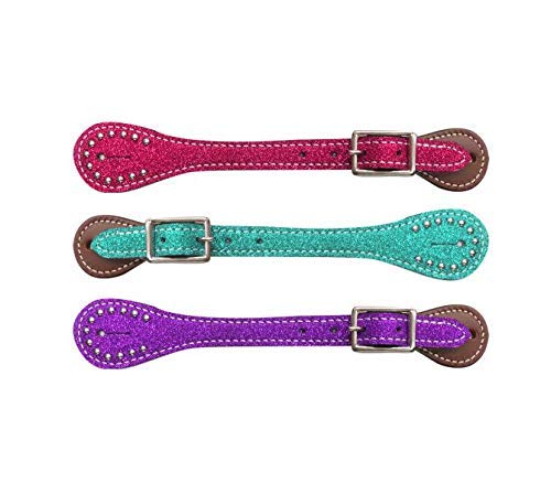 Sangles D'éperons En Cuir Showman - Perles Roses Chaudes - Design Navajo - NEUVES