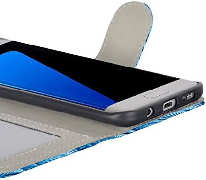 UrSpeedtekLive S7 Edge Case, Galaxy S7 Edge Wallet Case, Premium PU Leather Wristlet Flip Case Cover with Card Slots & Stand for Samsung Galaxy S7 Edge,Feather