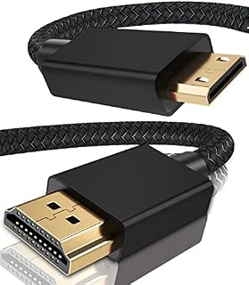 RUXELY Mini HDMI to HDMI Cable 2M,4K 60Hz Mini HDMI Cord,Nylon-braided Mini HDMI Lead Compatible for DSLR Camera,Camcorder,Graphics Video Card,Laptop,Pico Projector,Raspberry Pi Zero W,Neogeo 3