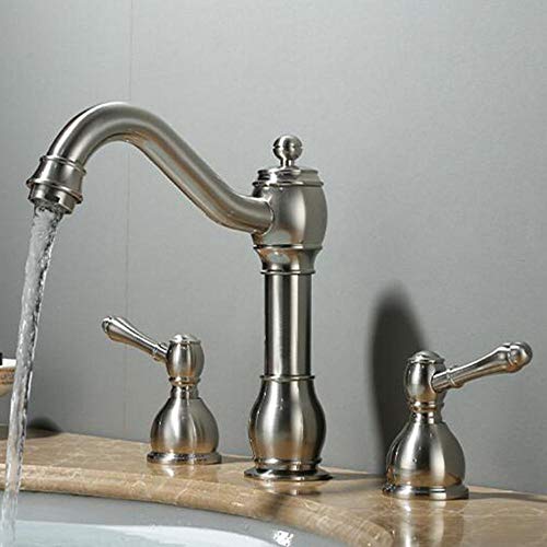 Mitigeur de lavabo 3 trous en laiton massif brossé noir patiné - 4