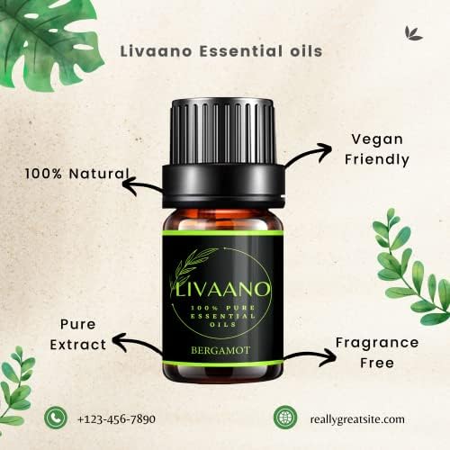 LIVAANO 100% Natural Essential Oils -12, Diffuser Oil - Essential Oil Set - Fragrance Oil - Lavender, Peppermint, Eucalyptus, Tea Tree, Cinnamon,