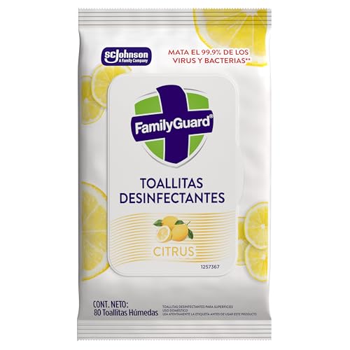 Family Guard Toallas Desinfectantes Limpiador Multiusos, 80 Piezas