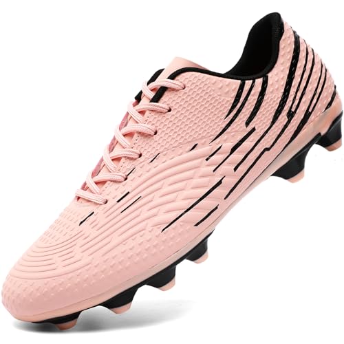 DimaiGlobal Botas de Fútbol Hombre Zapatos de Fútbol con Tacos Altos para Césped Natural e Indoor Antideslizantes para Entrenamiento y Fútbol Sala Zapatillas de Fútbol 38EU Rosa​​