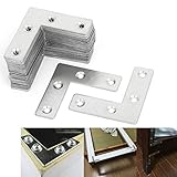 VinBee 60PCS Metal L Shaped Flat Fixing Mending Repair Plates Corner Brace Brackets （2' x 2' x...
