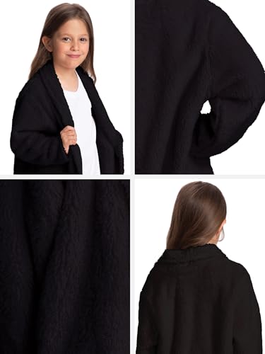 Mad Dog Sherpa Fleece Cardigans for Girls 5-12 Y, Cozy Kids Winter Fall Sweater Coats, Long Jacket for Home & Outdoor Wear3