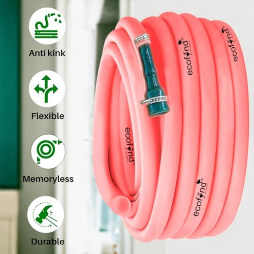 Image of ecofynd 30 Meter /100 Feet, 1 /2 Inch Flexible PVC Pink Water Pipe, Heavy Duty Long Pipes with Hose Connectors & Clamps, Home Garden, Car Wash, Floor Clean, Park Cleaning, Outdoor Indoor Use