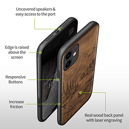 Carveit 222 Wood Case For Iphone 11 Case [Natural Wood & Black Soft Tpu] Shockproof Protective Cover Unique Wooden Phone Case Compatible thumb #8