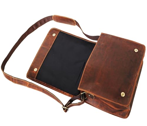 13" leather messenger bag laptop case office briefcase gift for men computer distressed shoulder bag4