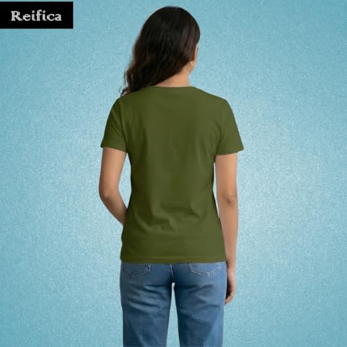 Image of Reifica Women's Plain Half Sleeve T-Shirt Combo Pack of 4