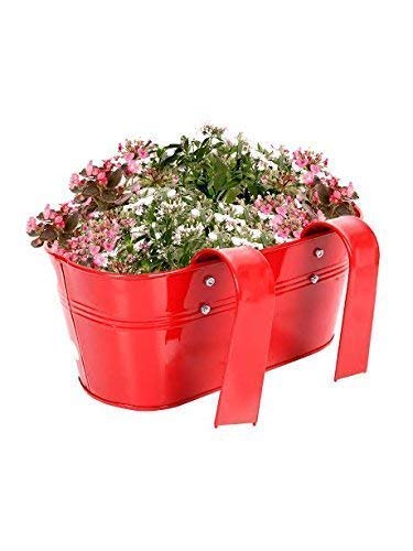 Trendy home Home Black Dotted Oval Shape Metal Flower Pot for Hanging in Balcony Plants Garden Decor (Pack of 3) Multicolor