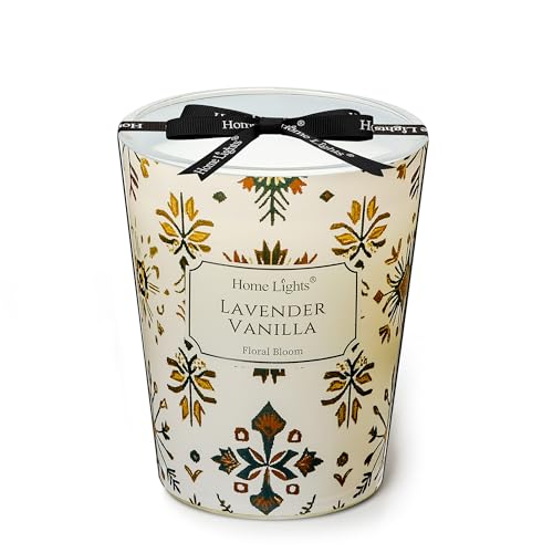 HomeLights Velas de cera de soja para el hogar: velas perfumadas de 1 mecha con aroma a lavanda y vainilla, ideal para fiestas, relajantes, texturas naturales bohemias, 6.7oz