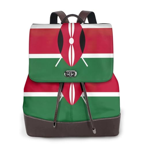Sac à dos ordinateur en cuir imprimé drapeau du Kenya
