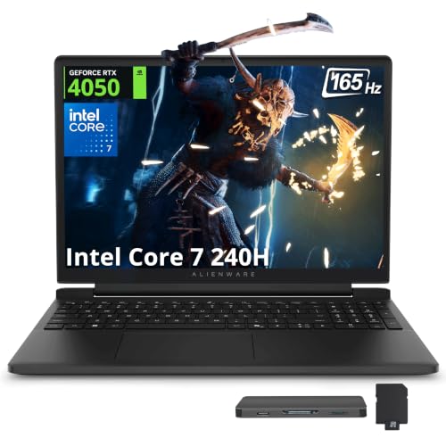 Image of Dell Alienware 15 15.3 inch WUXGA 165Hz Gaming Laptop, Intel Core 7-240H, NVIDIA GeForce RTX 4050, 16GB DDR5, 1.5TB Storage(512GB SSD+1TB Docking Station), Backlit Keyboard, Wi-Fi 6, Win 11 Pro, Black
