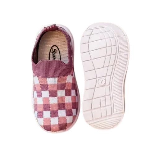 Girls Comfortable Colorblock Pink Slip-On Mesh Shoes for Daily Use 1