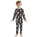 ODAWA Baby Boy Girl Colorful Skull Black Long Sleeve Tee and Pant 2-piece Set Clothes Fall/winter 18M