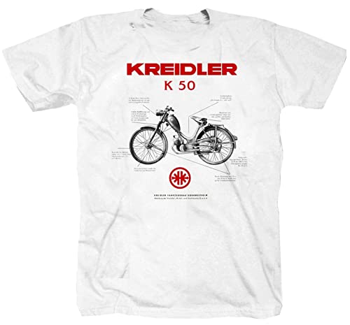 Stampa a lunga durata K50 IWL Simson S51 RT AWO ETZ TS SR59 Berliner Puch Moto MZ motorino bianco Camicia Shirt S