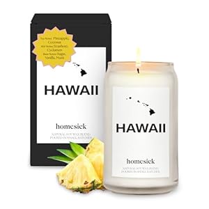 Homesick Scented Candles for Home Hawaii 1375 oz Long Lasting Soy Wax Jar Candle for Women Men for All Occasions 60 80 Hours Burn Time Notes of Pineapple Coconut