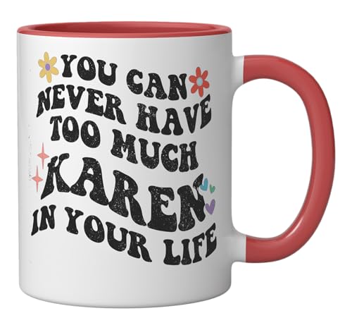 Taza de cerámica Retro Groovy Karen rojo/blanco miniatura 2