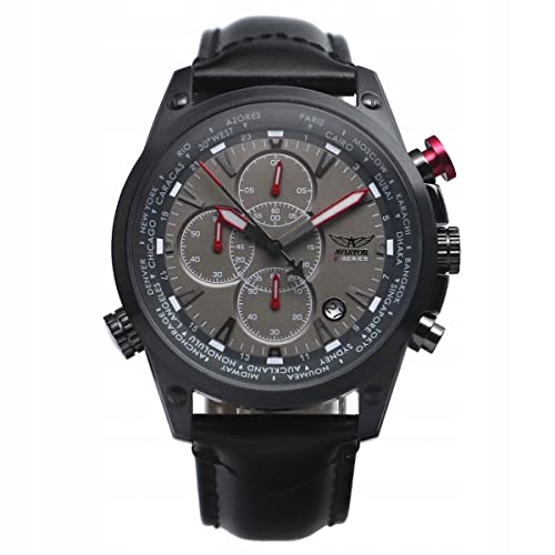 AVIATOR Reloj de pulsera para hombre con cronógrafo AVW1369G185S, correa intercambiable, Clási