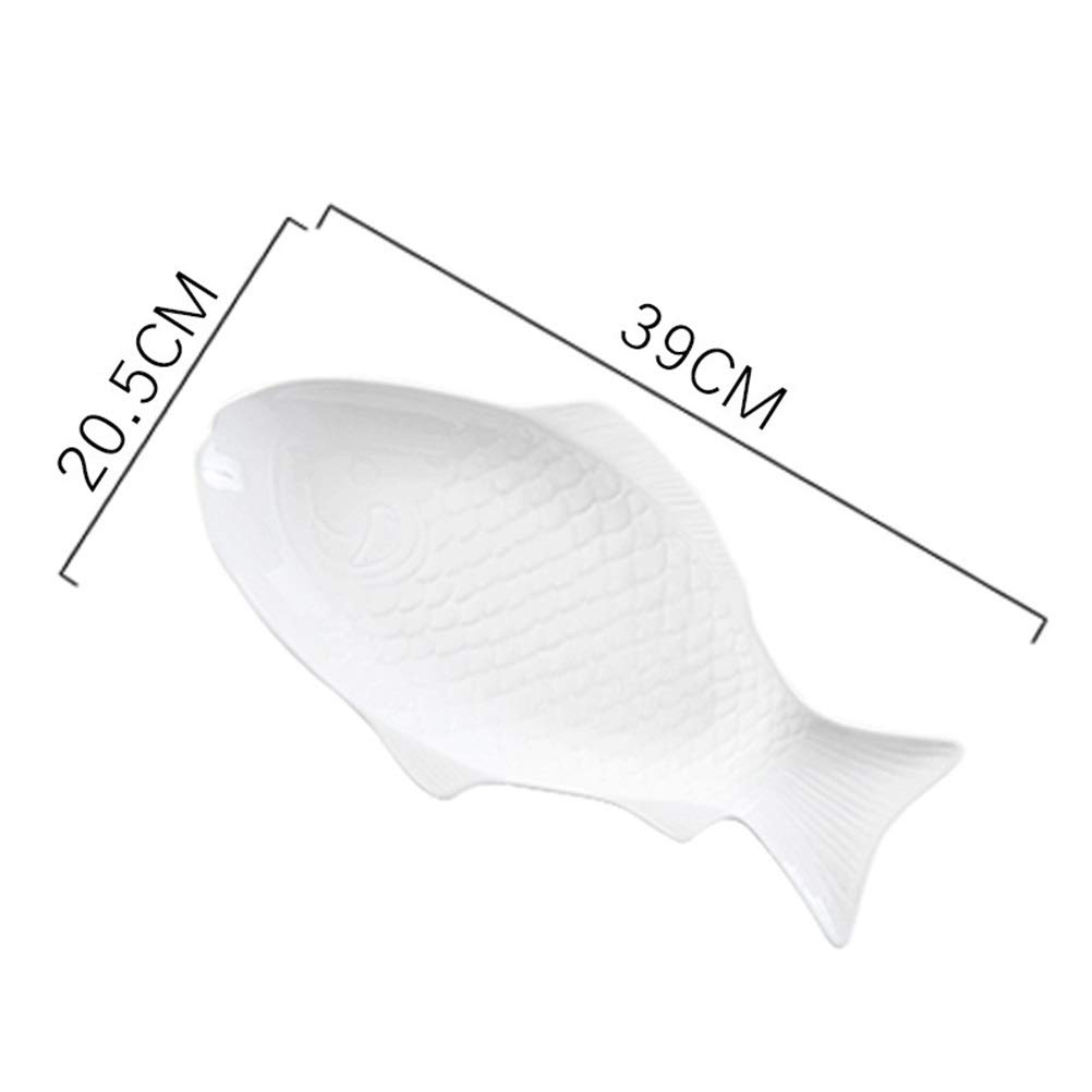 Plato de cena de cerámica Plato creativo en forma de pescado Plato de almacenamiento de aperitivos Pescado Plato de cena fino Accesorios de cocina (A 27,8 x 14,5 cm)