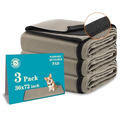 Image of Bunlitent Washable Pee Pads for Dogs 36 inch x 72 inch, 3 Pack, Reusable Puppy Pads, Dog Training Pads with Quick Dry, Large Anti-Slip Whelping Pad for Pet, Playpen, Incontinence, Housebreaking