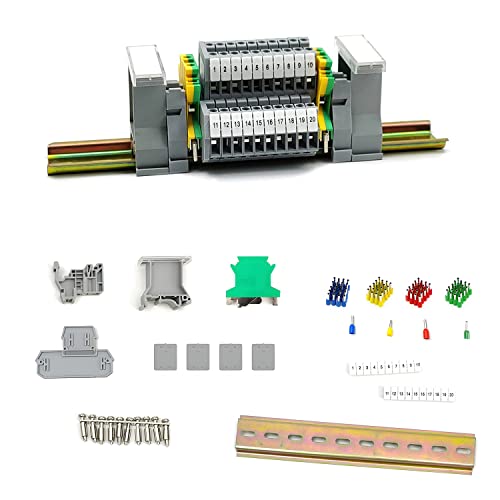 JINXM Kit di Doppio Strato Morsetti Su Guida DIN MBKKB2.5 di Morsettiere su Guida Morsetti Elettrici Rapidi di Classe Universale Connettore Cablaggio Compatto Adatto per Trasformazione di Circuiti