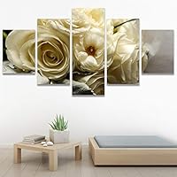 SIGNWIN 5 Panel Canvas Wall Art Modern Art Bohemian Bouquet Colorful Cool Floral Group Multicolor Photography Realism for Home Decorations Ready to Hang - 60