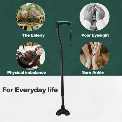 Image of MCP Jindal Premium Height Adjustable Walking Stick (Black) (Thunderbolt-Big Shoe-Black)