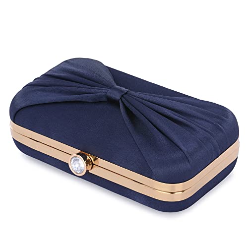 Image of KNOOS Women's Bow Frame Clutch Bags | Detachable Chain Sling Strap | Ladies Purse Wallet