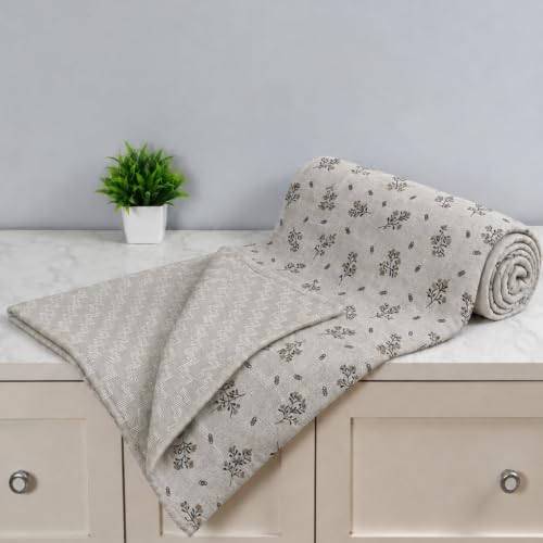 Image of Florida Reversible Cotton Dohar - Single Size (220x160 cm, 90 GSM, Brown Floral Pattern), Soft & Lightweight Blanket for All Seasons, Breathable & Skin‑Friendly Fabric