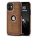 JAROIE Classy Design Luxury Leather Phone Case for iPhone 11 Non-Slip Grip Full Body Ultra Slim Protective Case (2019,6.1â€) (Brown)