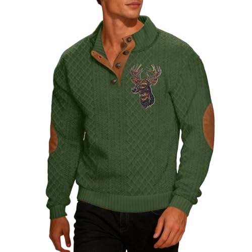 Sweat-shirt sans capuche pour homme avec col à boutons et motif imprimé
