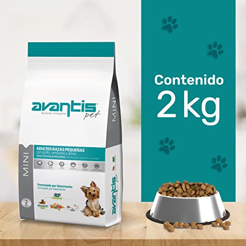 Avantis Pet Mini Futtermittel für Erwachsene Hunde Kleiner Rassen, 2 kg, dreifacher Aktion, fördert das Immunsystem und die Verdauung, sehr verdaulich mit Huhn, Gemüse und Reis