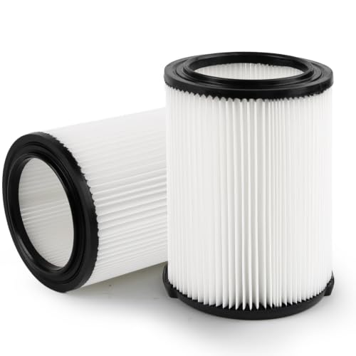 Aukdin 2 Pack VF4000 Replacement Filter Standard Wet/Dry Rigid Shop Vac Filters Compatible with 5-20 Gallon Vacuum Reusable and Washable