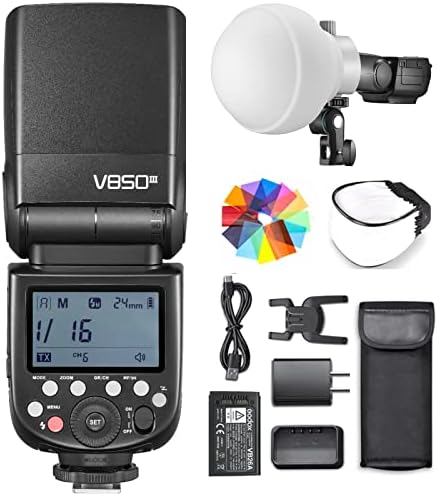 Godox V850III Flash Speedlight w/ML-CD15 Diffuser 7.2V/2600mAh HSS 1/8000 2.4G 1.5s Recycle Time 450 Full Power Pops for DSLR Camera with Standard Hot Shoe for Canon, Nikon,Sony,Fuji,Panasonic,Olympus