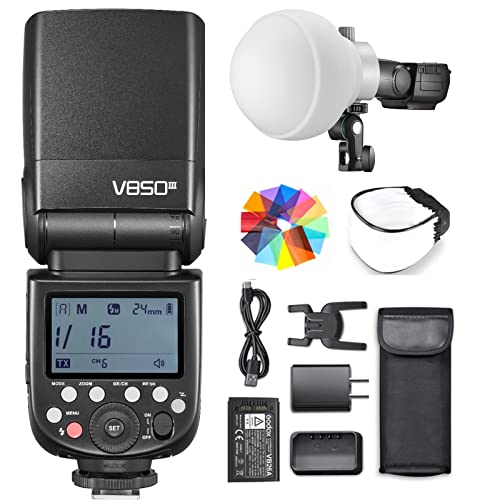 Godox V850Iii Flash Speedlight W/Ml-Cd15 Diffuser 7.2V/2600Mah Hss 1/8000 2.4G 1.5S Recycle Time 450 Full Power Pops For Dslr Camera With Standard Hot Shoe For Canon, Nikon,Sony,Fuji,Panasonic,Olympus #TOP6