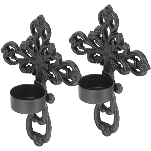 Zerodeko 2Pcs Metal Candle Holder Wall Hanging Sconce Tealight Pillar Candlesticks Cross Tealight Candle Holder Retro Iron Candlestick For Living Room Bathroom Dining Room #TOP30