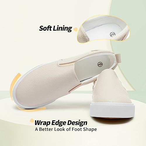 TUOPIN Womens Synthetic Leather Slip On Shoes,Padded Collar Slip on Sneakers for Women,Casual Loafers Walking Shoes - Image 4