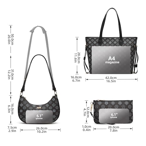 Image of Women Fashion Synthetic Leather Handbags Tote Bag Shoulder Bag Top Handle Satchel Purse Set